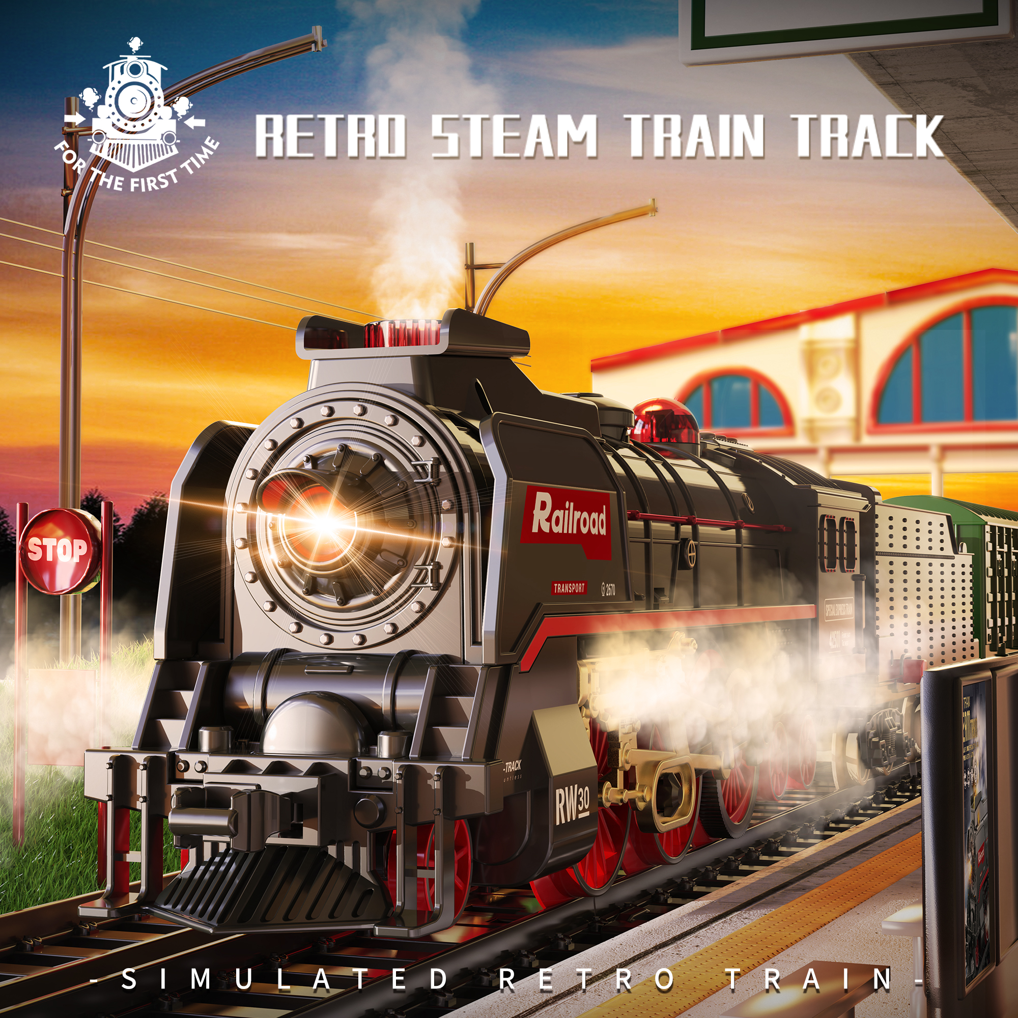 Steam Train Track Toy Set-604